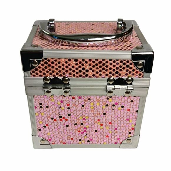 Caboodles Pink Sequin Mini Makeup Case Organizer 2012  Approximately 5" x 5" - Picture 4 of 11